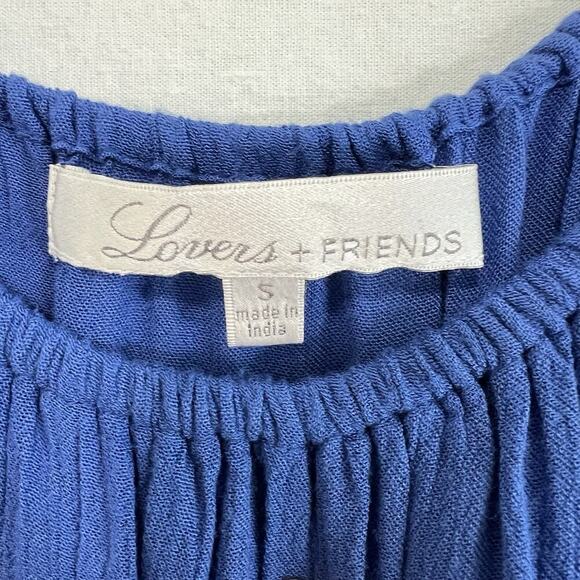 Lovers + Friends Carmella Embroidered Romper Size Small Blue Pockets - Picture 7 of 13